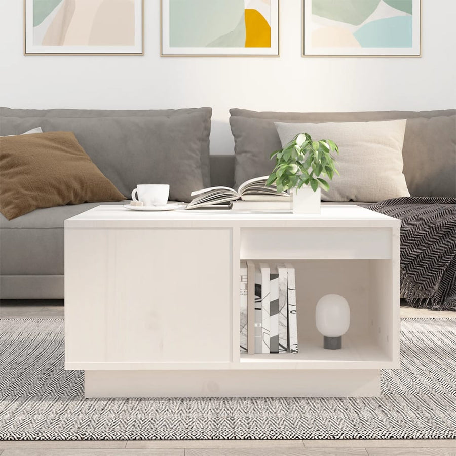 Salontafel 60X6X32,5 Cm Massief Grenenhout 60 x 61 x 32.5 cm Wit