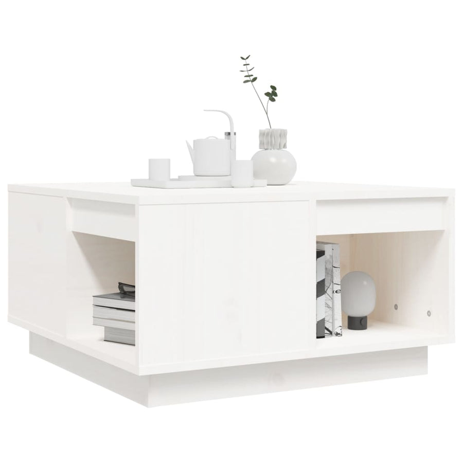 Salontafel 60X6X32,5 Cm Massief Grenenhout 60 x 61 x 32.5 cm Wit