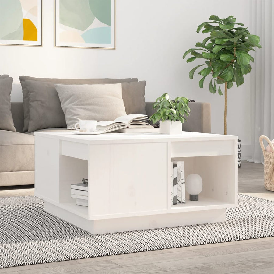 Salontafel 60X6X32,5 Cm Massief Grenenhout 60 x 61 x 32.5 cm Wit