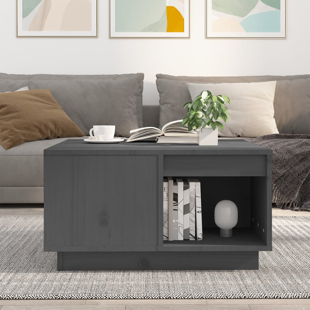 Salontafel 60X6X32,5 Cm Massief Grenenhout 60 x 61 x 32.5 cm Grijs