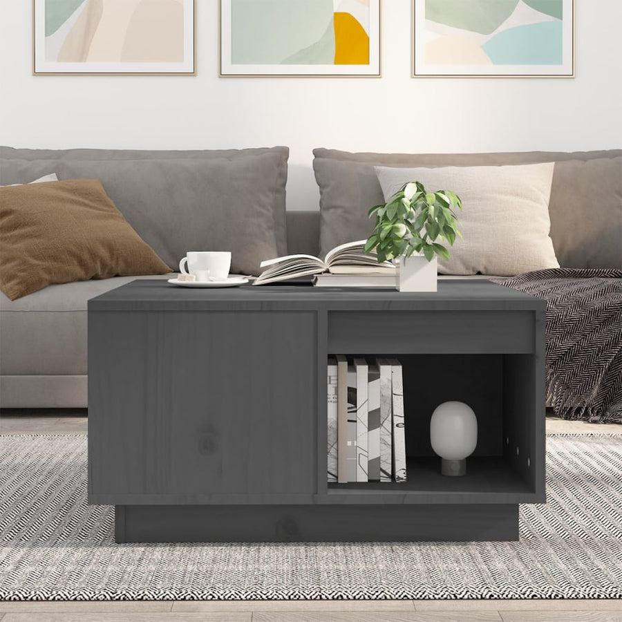 Salontafel 60X6X32,5 Cm Massief Grenenhout 60 x 61 x 32.5 cm Grijs