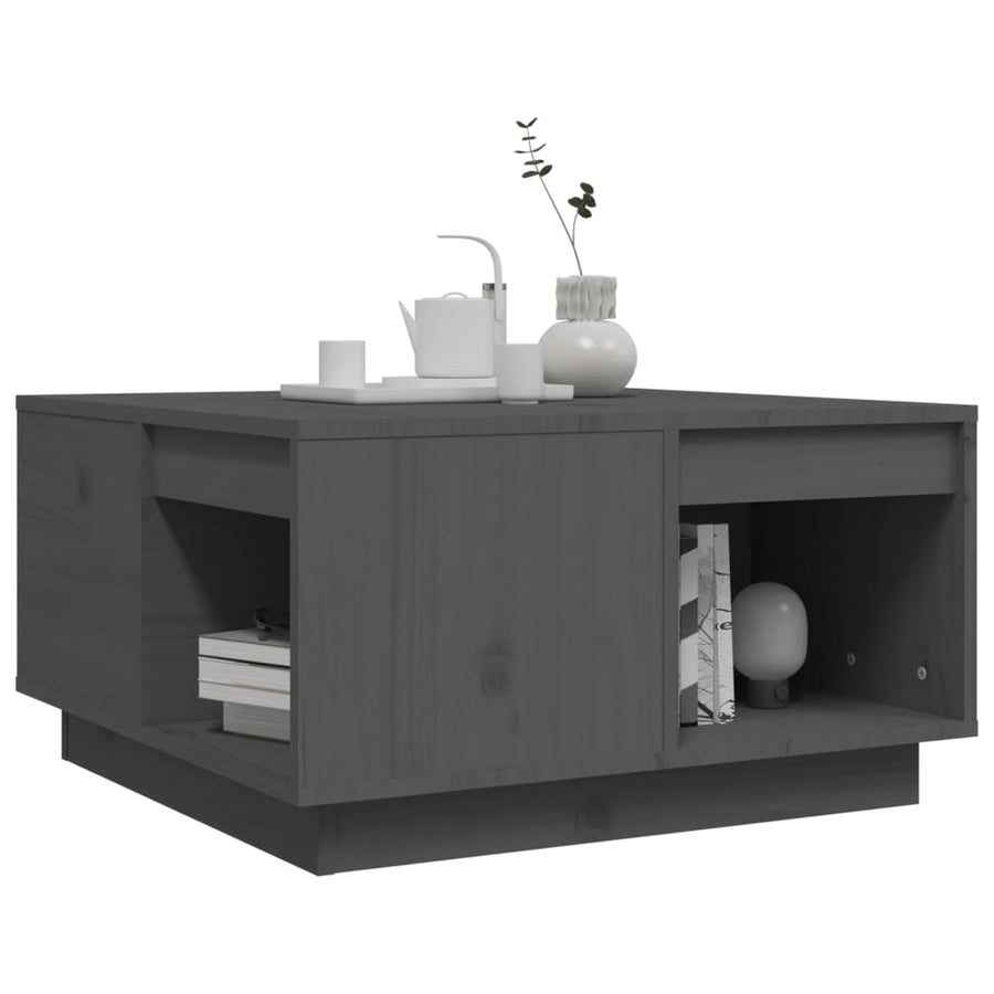 Salontafel 60X6X32,5 Cm Massief Grenenhout 60 x 61 x 32.5 cm Grijs