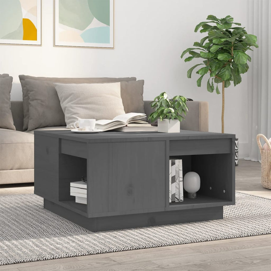 Salontafel 60X6X32,5 Cm Massief Grenenhout 60 x 61 x 32.5 cm Grijs