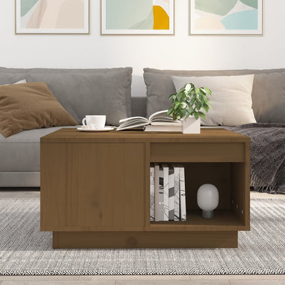 Salontafel 60X6X32,5 Cm Massief Grenenhout 60 x 61 x 32.5 cm Honingbruin