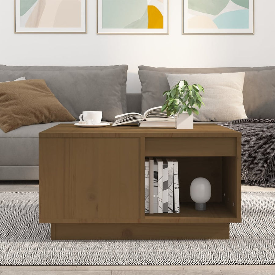 Salontafel 60X6X32,5 Cm Massief Grenenhout 60 x 61 x 32.5 cm Honingbruin