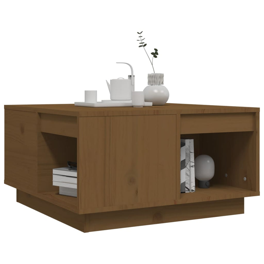 Salontafel 60X6X32,5 Cm Massief Grenenhout 60 x 61 x 32.5 cm Honingbruin