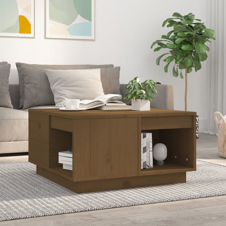 Salontafel 60X6X32,5 Cm Massief Grenenhout 60 x 61 x 32.5 cm Honingbruin