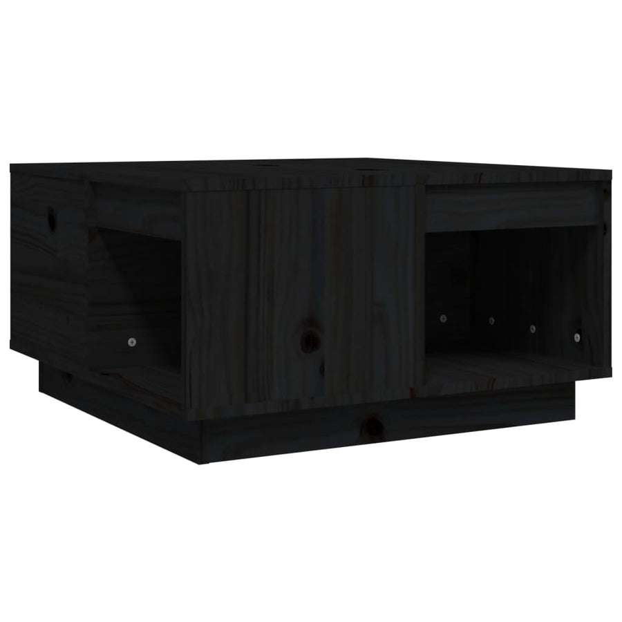 Salontafel 60X6X32,5 Cm Massief Grenenhout 60 x 61 x 32.5 cm Zwart