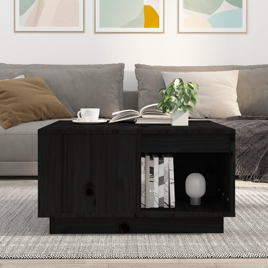 Salontafel 60X6X32,5 Cm Massief Grenenhout 60 x 61 x 32.5 cm Zwart