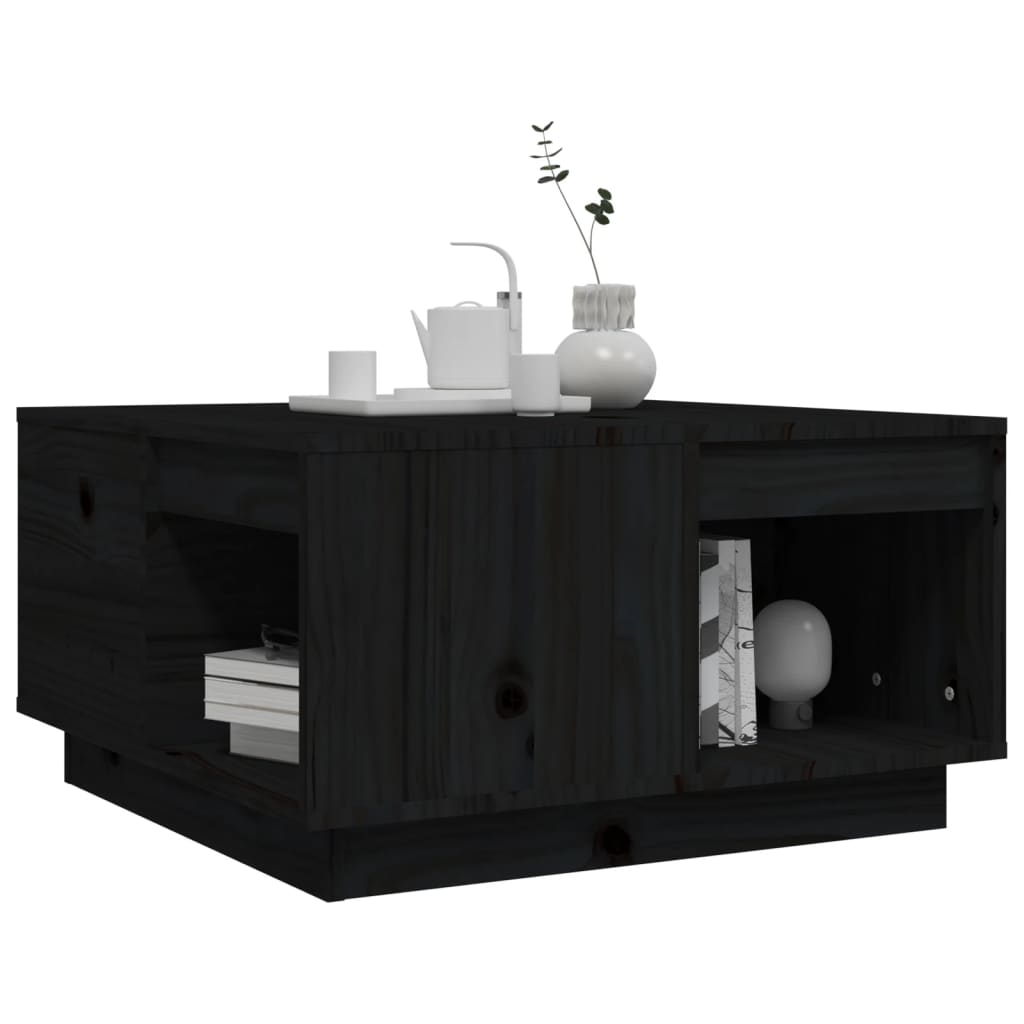 Salontafel 60X6X32,5 Cm Massief Grenenhout 60 x 61 x 32.5 cm Zwart