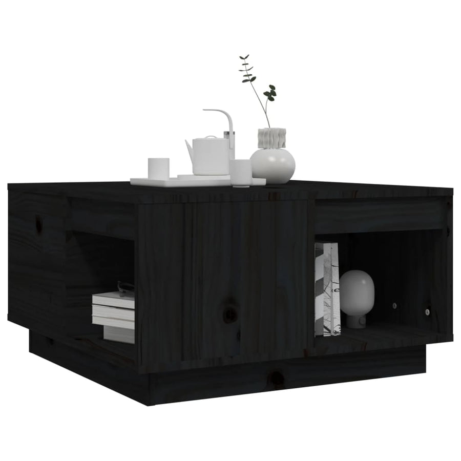 Salontafel 60X6X32,5 Cm Massief Grenenhout 60 x 61 x 32.5 cm Zwart