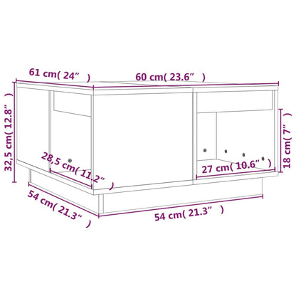 Salontafel 60X6X32,5 Cm Massief Grenenhout 60 x 61 x 32.5 cm Zwart