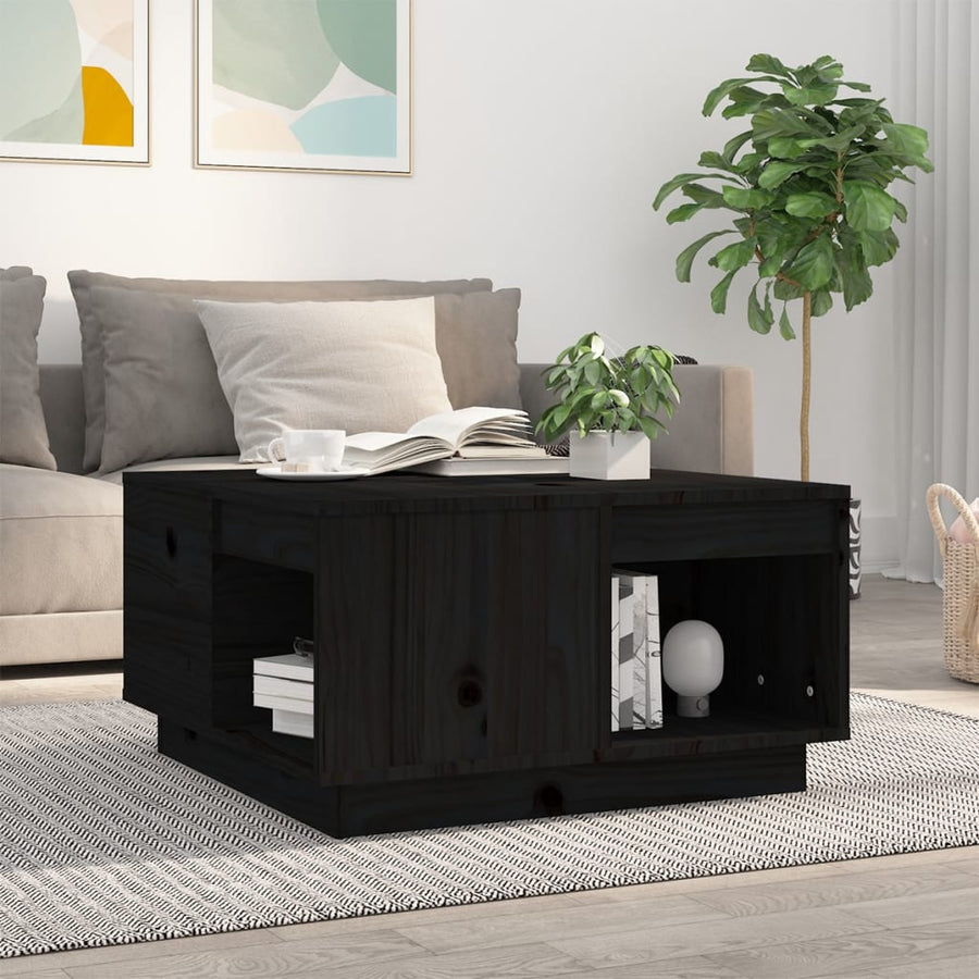 Salontafel 60X6X32,5 Cm Massief Grenenhout 60 x 61 x 32.5 cm Zwart