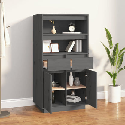 Hoge Kast 60X40X116,5 Cm Massief Grenenhout Grijs