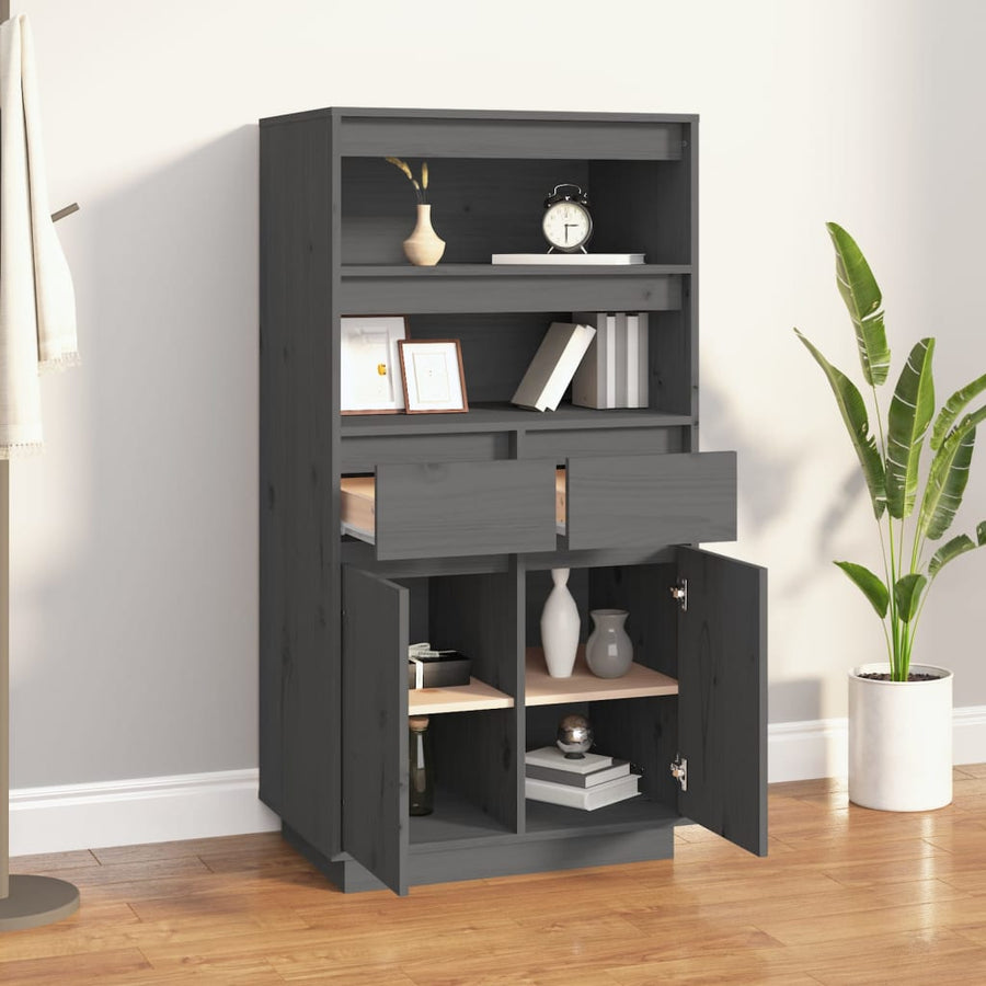 Hoge Kast 60X40X116,5 Cm Massief Grenenhout Grijs