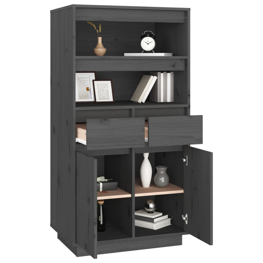 Hoge Kast 60X40X116,5 Cm Massief Grenenhout Grijs