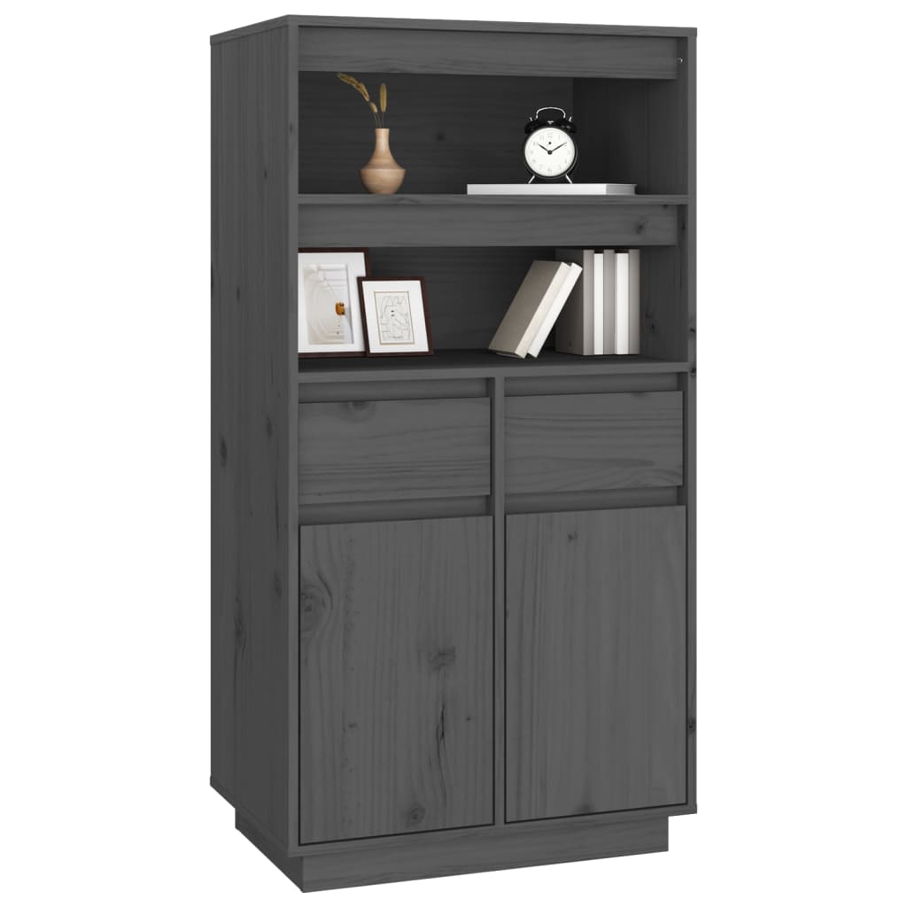 Hoge Kast 60X40X116,5 Cm Massief Grenenhout Grijs