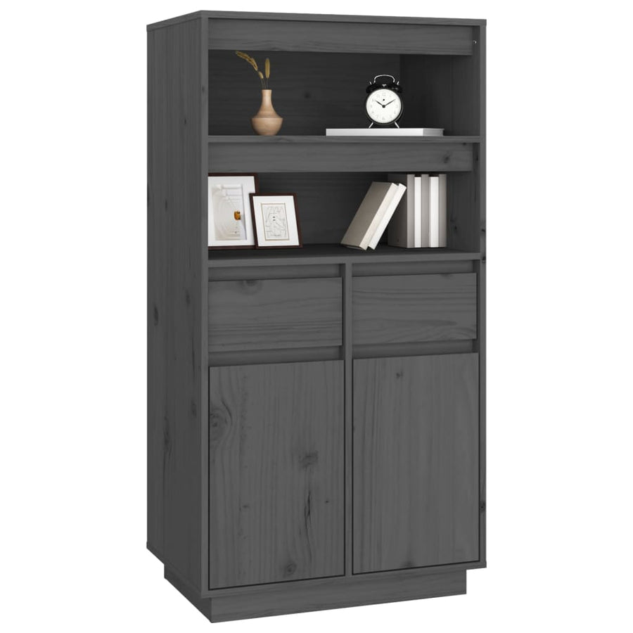 Hoge Kast 60X40X116,5 Cm Massief Grenenhout Grijs