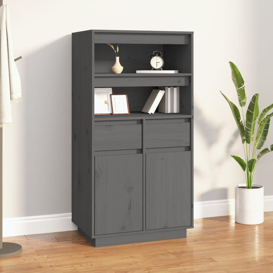 Hoge Kast 60X40X116,5 Cm Massief Grenenhout Grijs