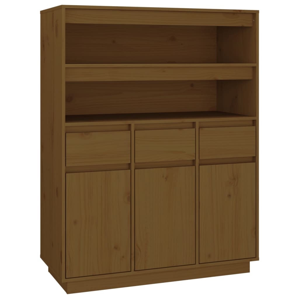 Hoge Kast 89X40X116,5 Cm Massief Grenenhout Honingbruin