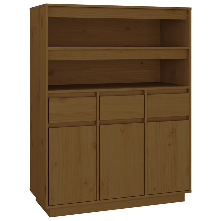 Hoge Kast 89X40X116,5 Cm Massief Grenenhout Honingbruin