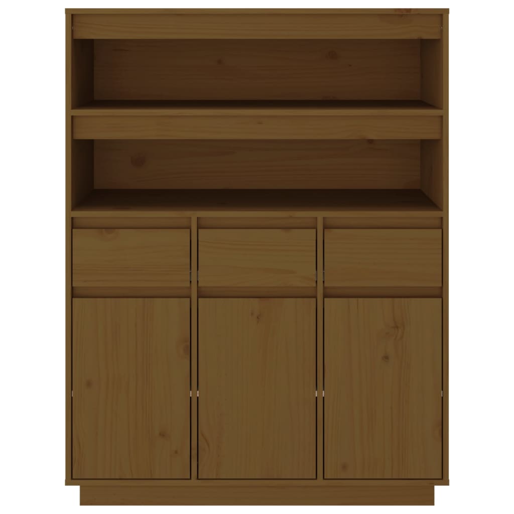 Hoge Kast 89X40X116,5 Cm Massief Grenenhout Honingbruin