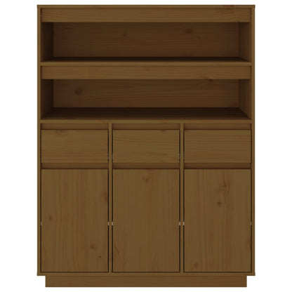 Hoge Kast 89X40X116,5 Cm Massief Grenenhout Honingbruin