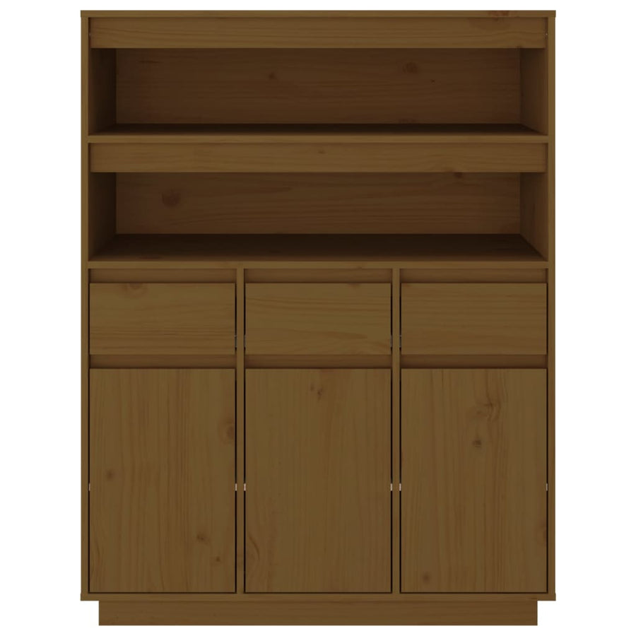 Hoge Kast 89X40X116,5 Cm Massief Grenenhout Honingbruin