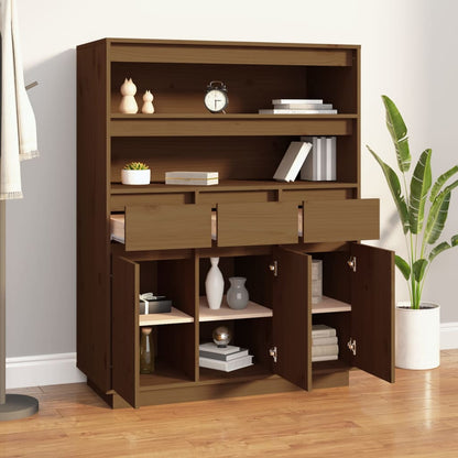 Hoge Kast 89X40X116,5 Cm Massief Grenenhout Honingbruin