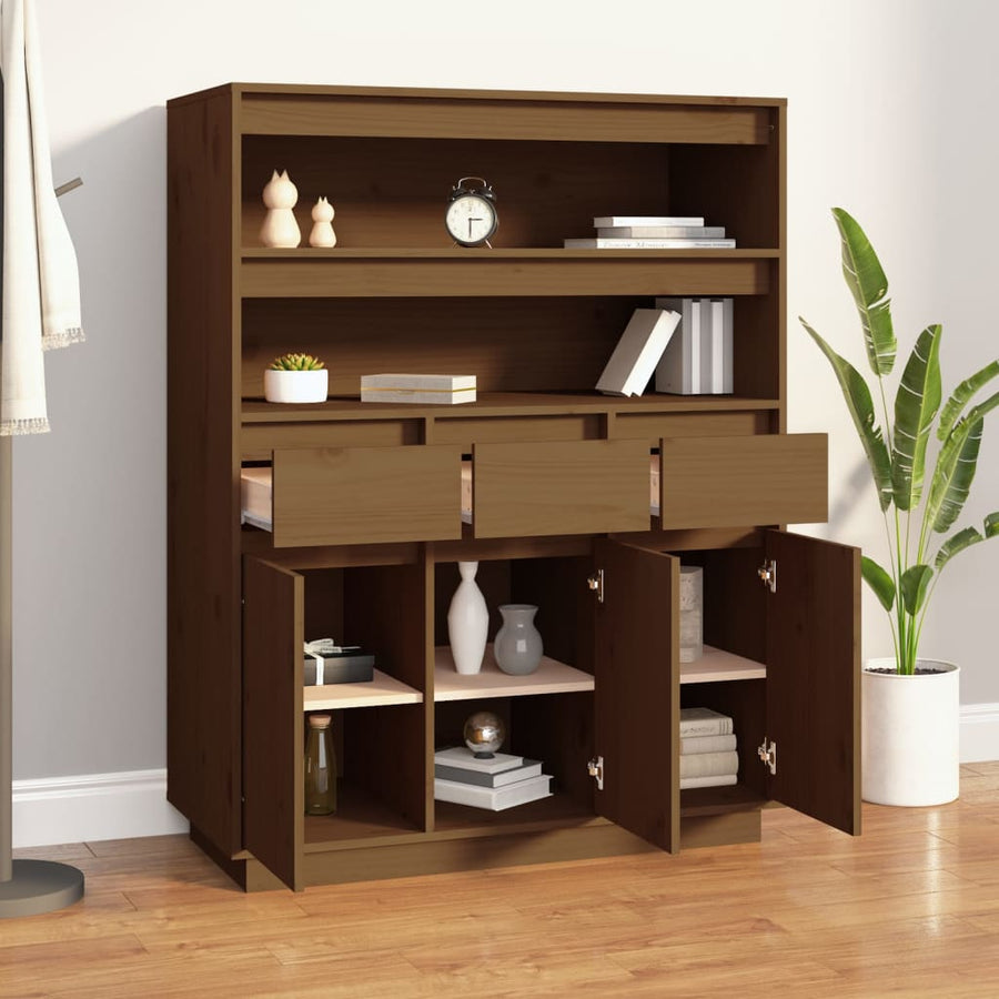 Hoge Kast 89X40X116,5 Cm Massief Grenenhout Honingbruin