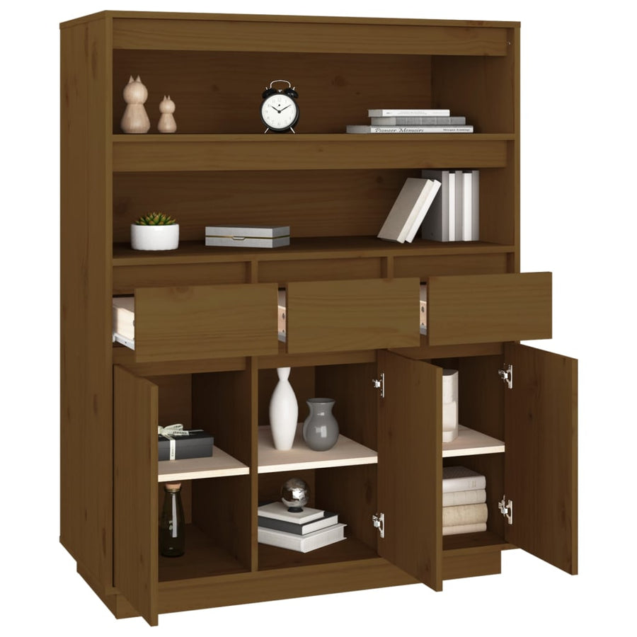 Hoge Kast 89X40X116,5 Cm Massief Grenenhout Honingbruin