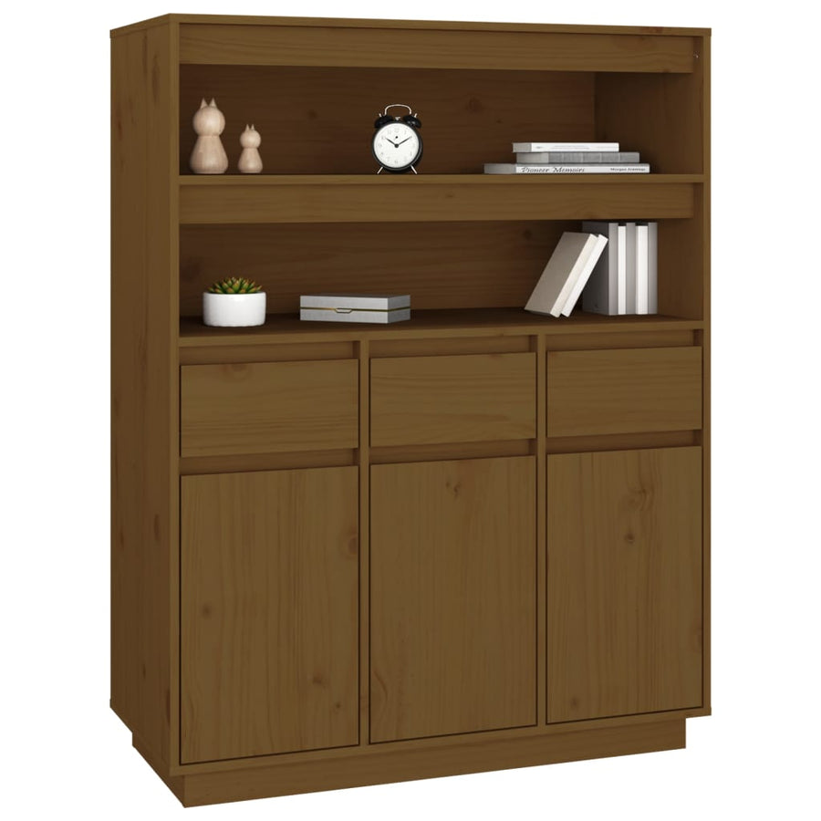 Hoge Kast 89X40X116,5 Cm Massief Grenenhout Honingbruin