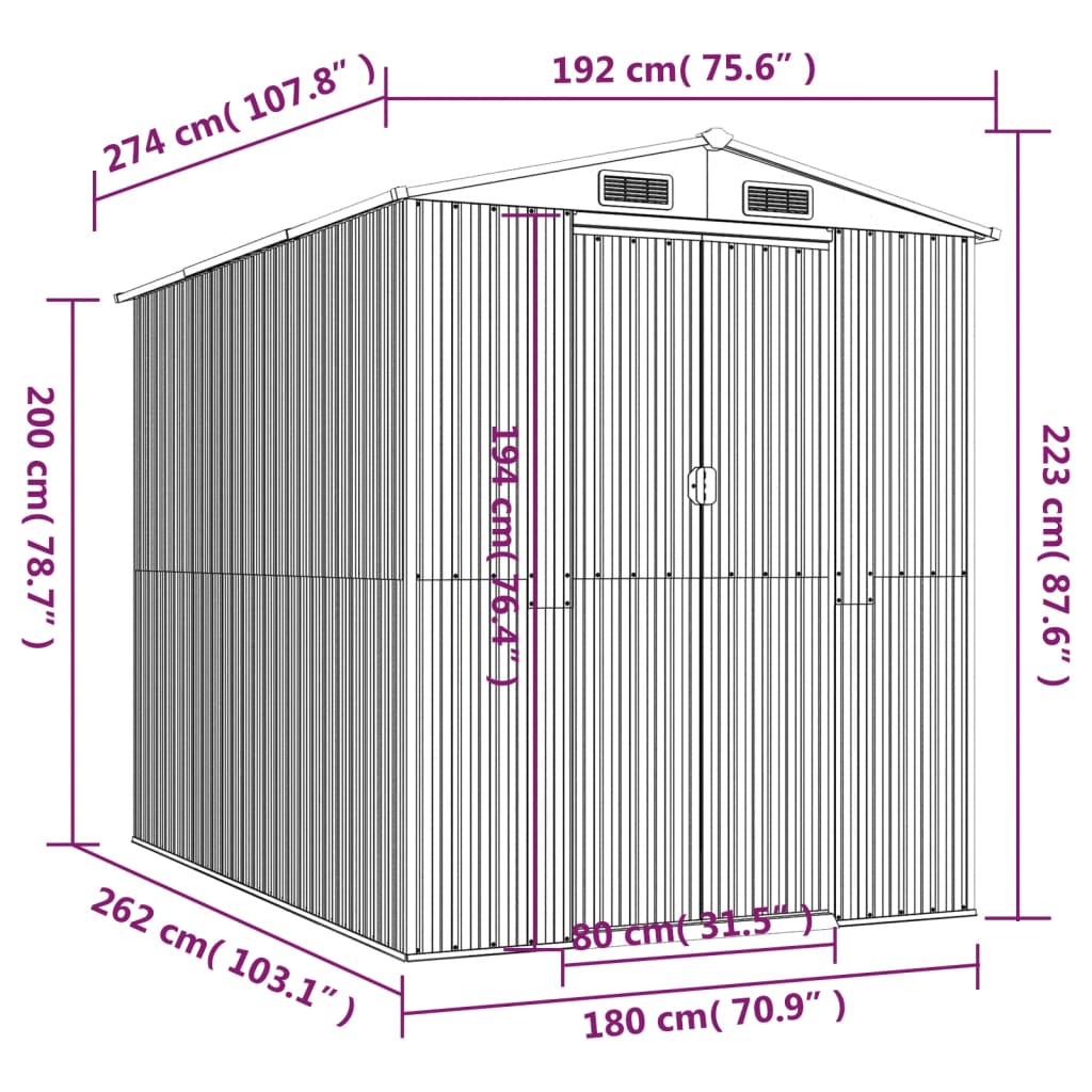 Tuinschuur Gegalvaniseerd Staal 192 x 274 x 223 cm Groen