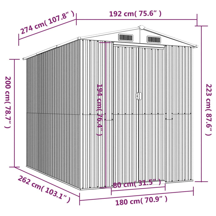 Tuinschuur Gegalvaniseerd Staal 192 x 274 x 223 cm Groen