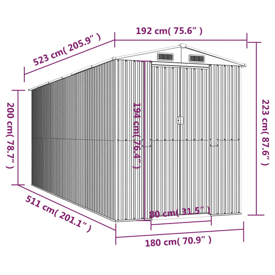 Tuinschuur 192X523X223 Cm Gegalvaniseerd Staal Groen