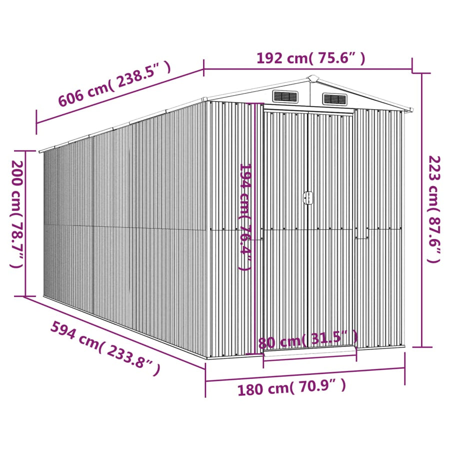 Tuinschuur 192X606X223 Cm Gegalvaniseerd Staal Groen
