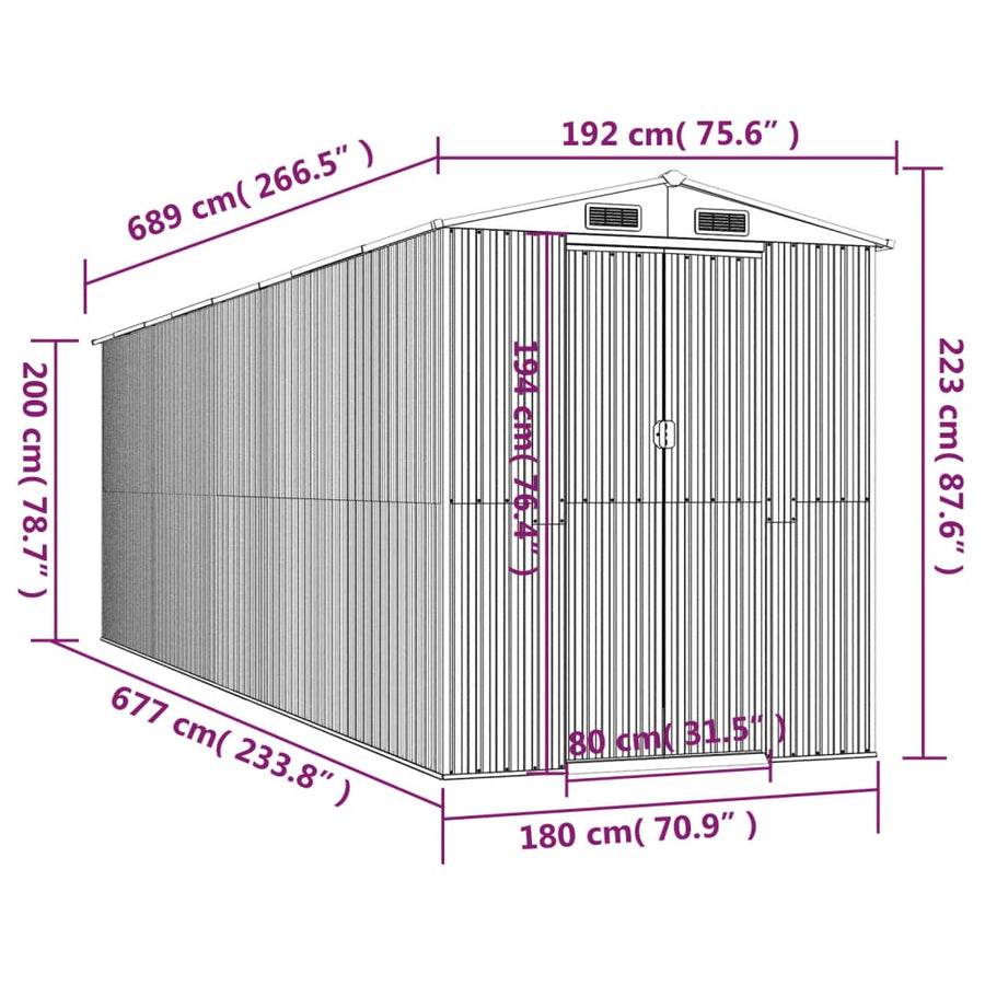 Tuinschuur 192X689X223 Cm Gegalvaniseerd Staal Groen