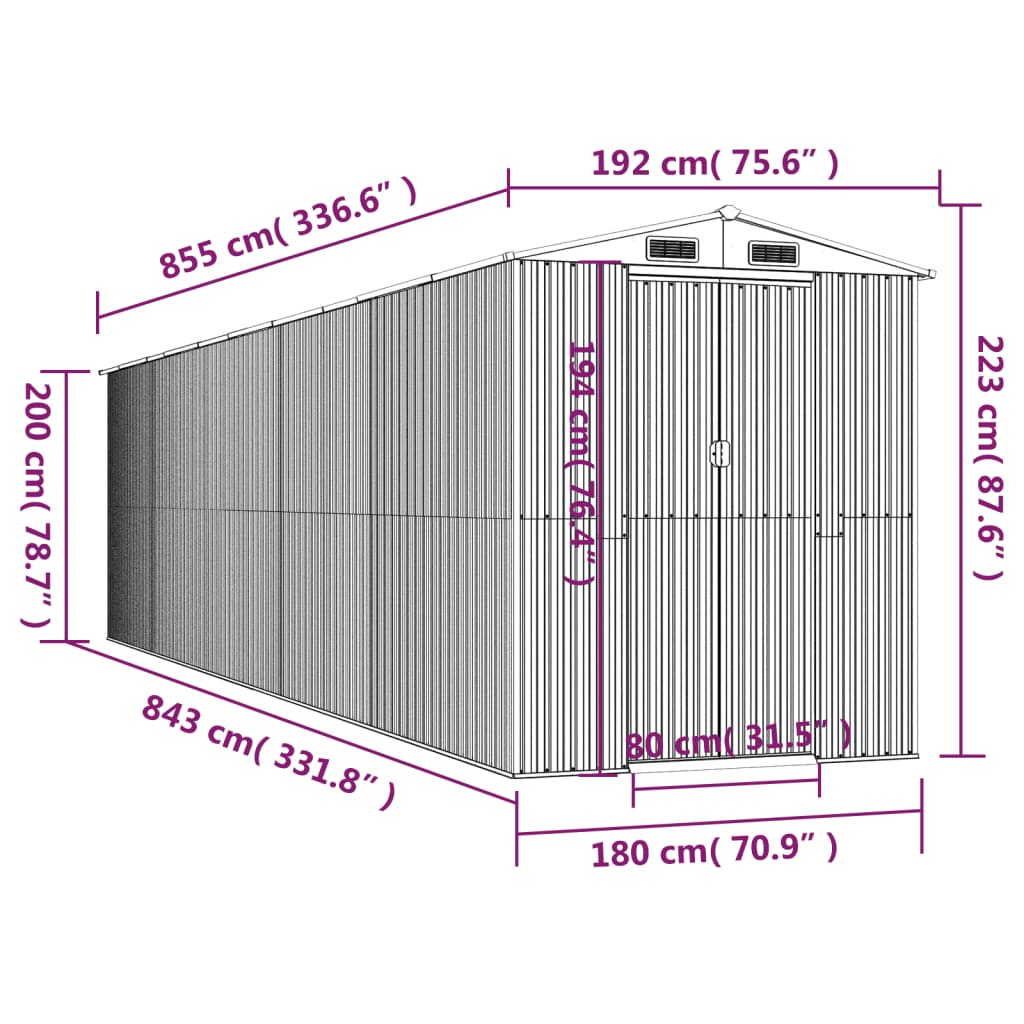 Tuinschuur Gegalvaniseerd Staal 192 x 855 x 223 cm Groen