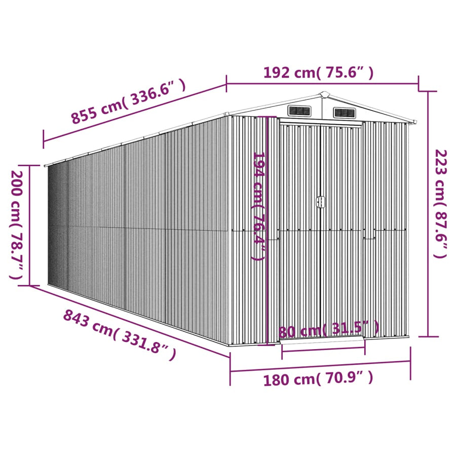 Tuinschuur Gegalvaniseerd Staal 192 x 855 x 223 cm Groen