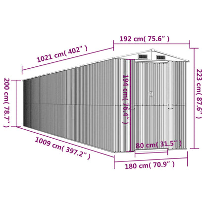 Tuinschuur Gegalvaniseerd Staal 192 x 1021 x 223 cm Groen