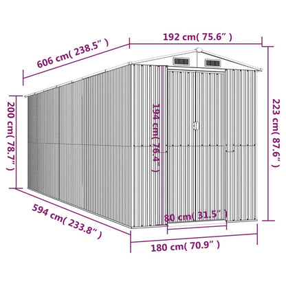 Tuinschuur Gegalvaniseerd Staal Kleurig 192 x 606 x 223 cm Antraciet