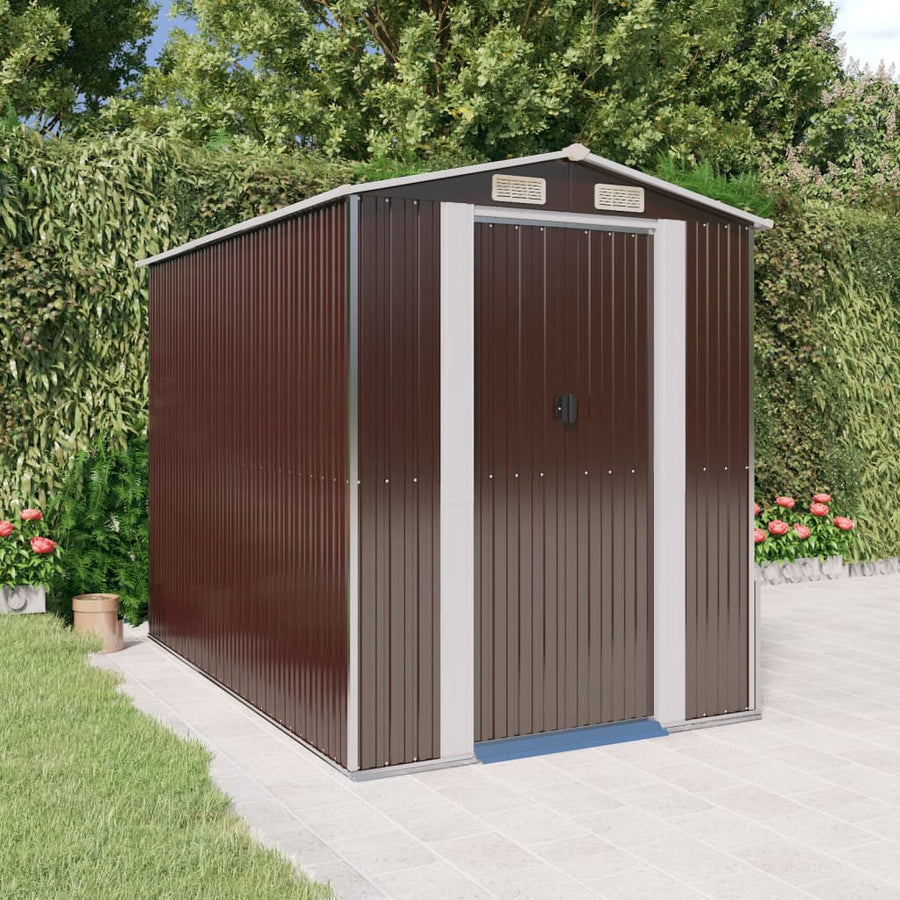 Tuinschuur Gegalvaniseerd Staal 192 x 274 x 223 cm Donkerbruin