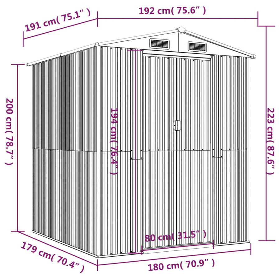 Tuinschuur Gegalvaniseerd Staal 192 x 191 x 223 cm Lichtbruin