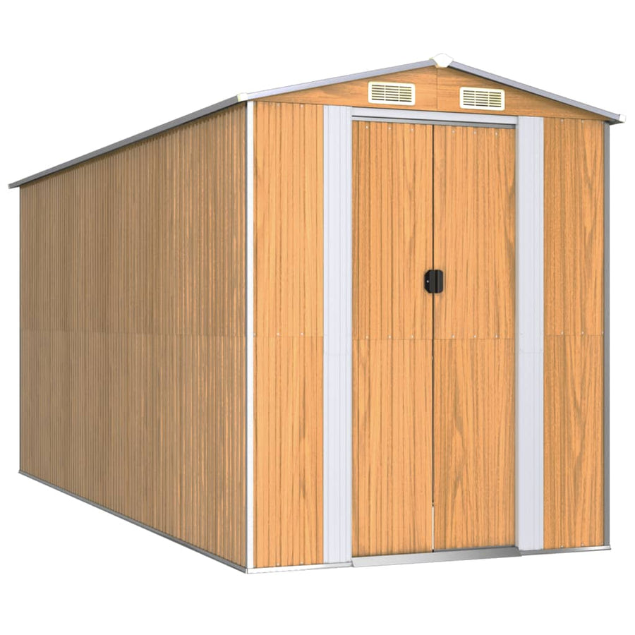 Tuinschuur 192X440X223 Cm Gegalvaniseerd Staal Lichtbruin
