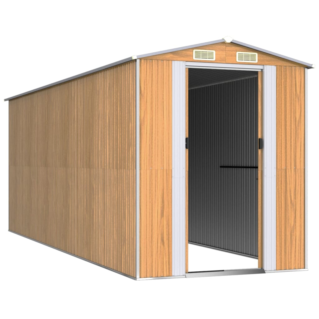 Tuinschuur Gegalvaniseerd Staal 192 x 523 x 223 cm Lichtbruin