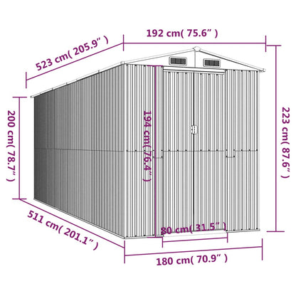 Tuinschuur Gegalvaniseerd Staal 192 x 523 x 223 cm Lichtbruin