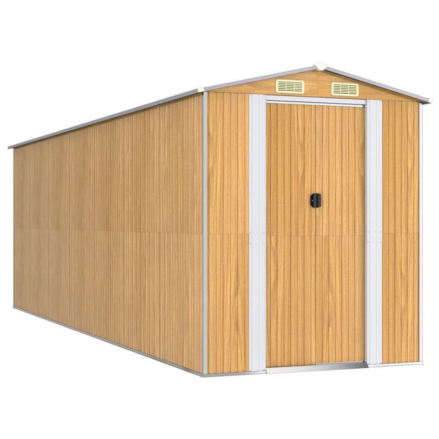 Tuinschuur 192X606X223 Cm Gegalvaniseerd Staal Lichtbruin