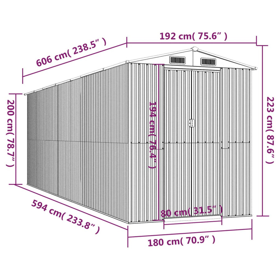 Tuinschuur 192X606X223 Cm Gegalvaniseerd Staal Lichtbruin