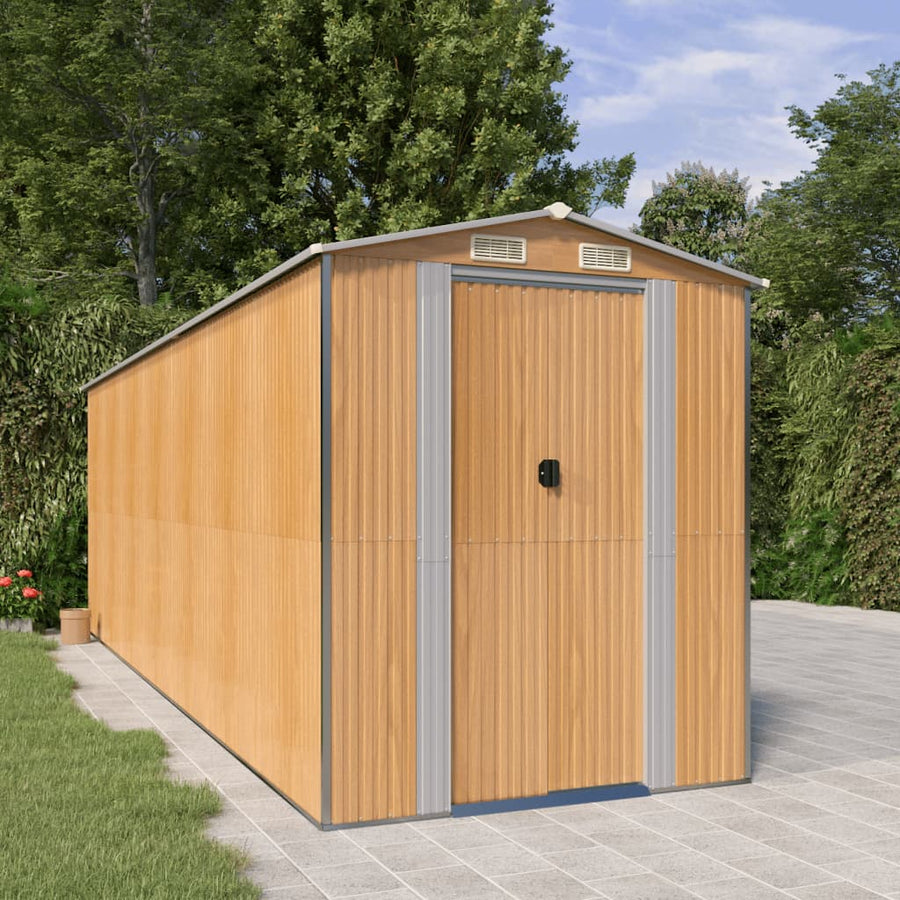 Tuinschuur 192X606X223 Cm Gegalvaniseerd Staal Lichtbruin