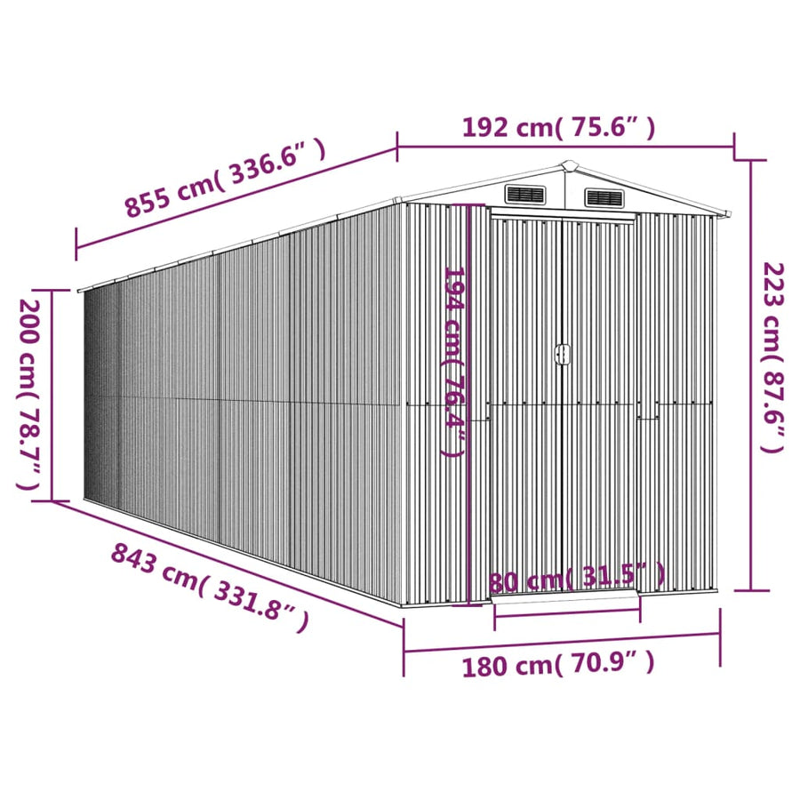 Tuinschuur 192X855X223 Cm Gegalvaniseerd Staal Lichtbruin